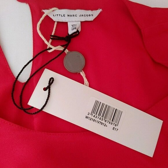 NWT Little Marc Jacobs Red and Purple Crepe Medi Dress Beaded Flowers Size 12+ - Picture 8 of 10